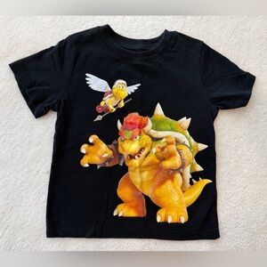 H&M Black Super Mario Bros. Animation Cartoon Dragon Turtle T-Shirt